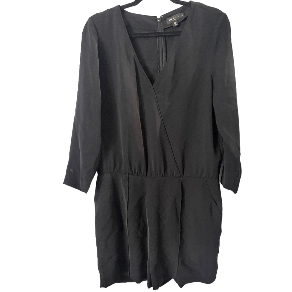 Ted Baker Black‎ Tuxedo Wrap V-Neck Shorts Romper Jumpsuit 10